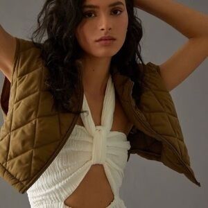 Anthropologie Hutch Linden Puffer Vest XS Olive Green Quilted